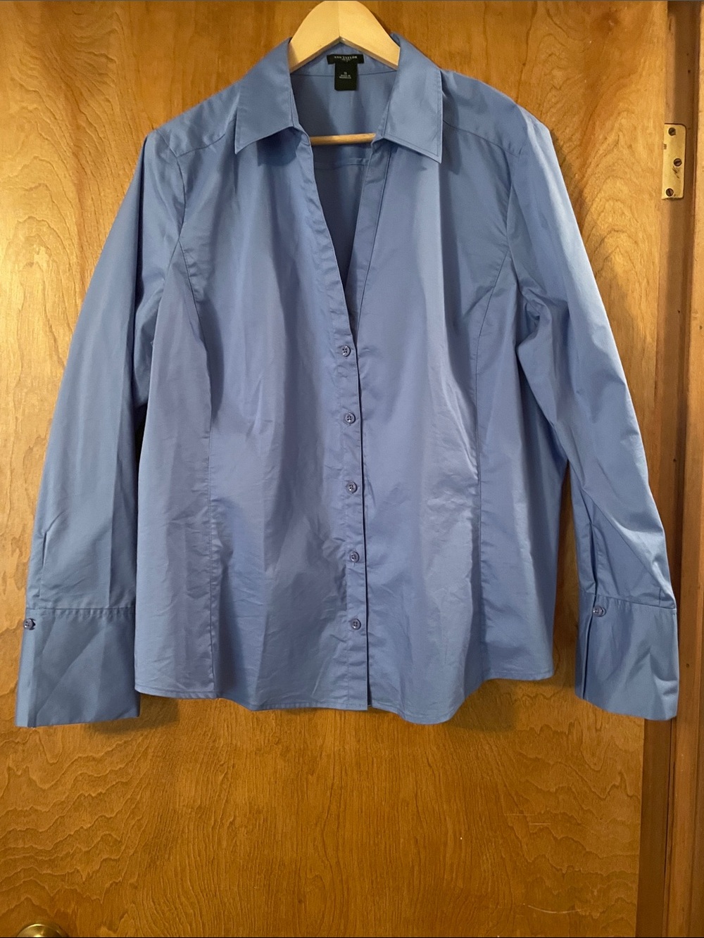 Ann Taylor Light Blue Button-Up Long Sleeve Blouse, Size 18